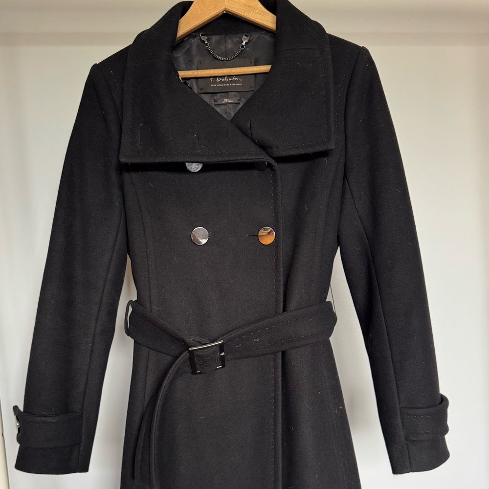 Aritzia Babaton virgin wool & cashmere trenchcoat-style winter jacket with belt